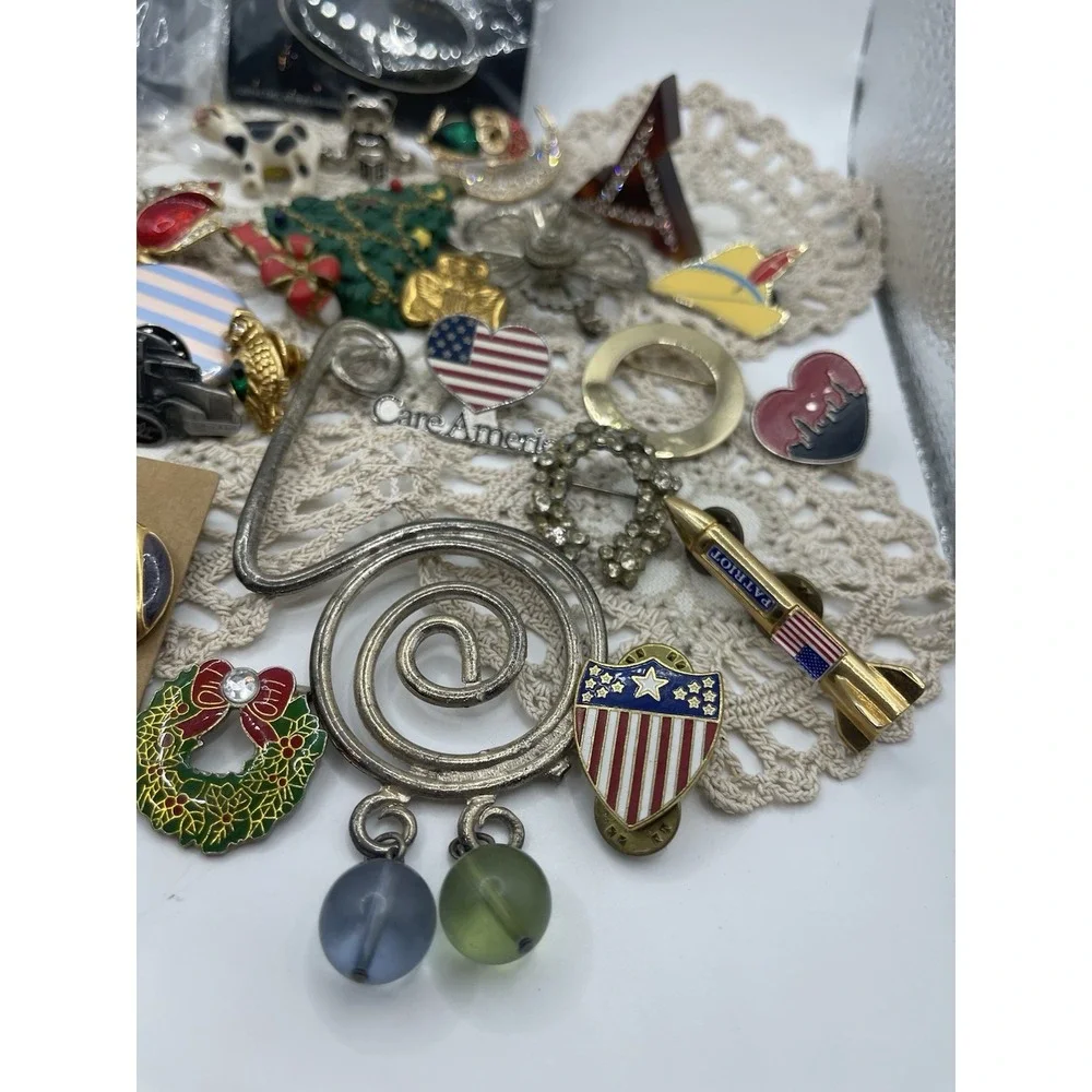Huge‎ Lot Of Pins, Costume Jewelry , Earrings And One Keychain
